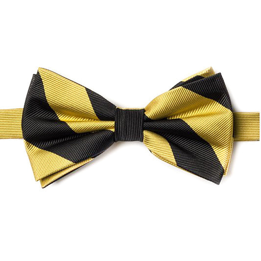 Black and Gold Stripe Pre-Tied Bow Tie