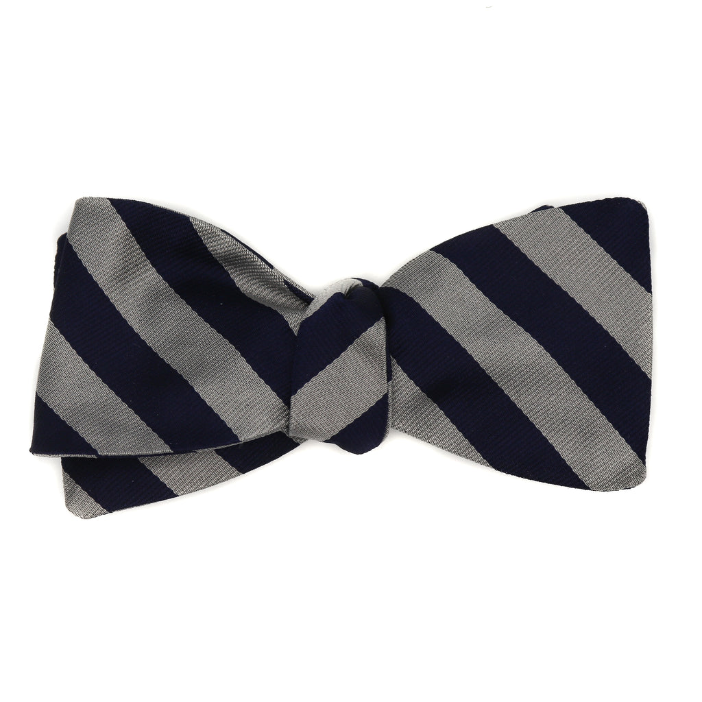 Navy and Silver Style Bow Tie