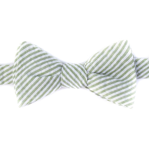 Green Seersucker Self-Tie Bow Tie